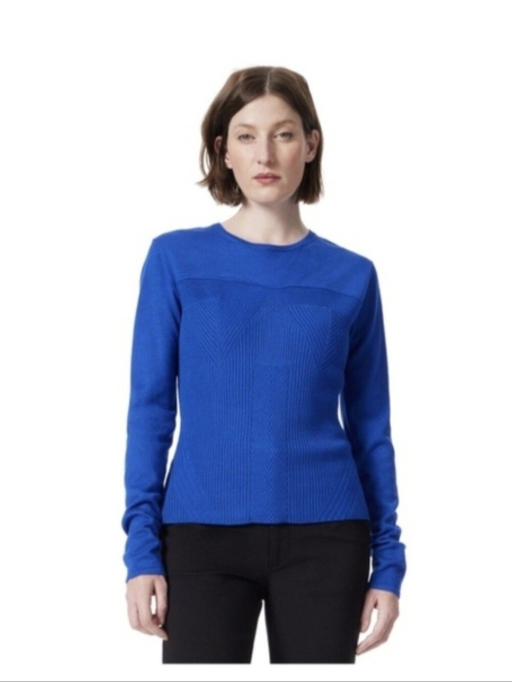 Dee Ocleppo Women’s Blue Ribbed Crewneck Sweater